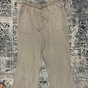 Linen Relaxed Fit Tan Drawstring Pants